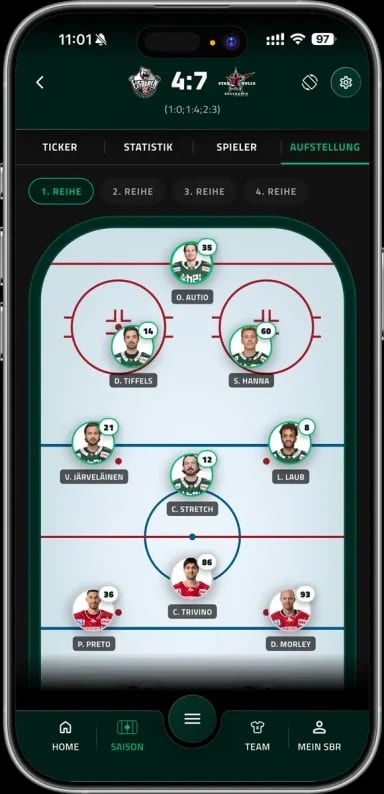 Screenshot of the Starbulls app