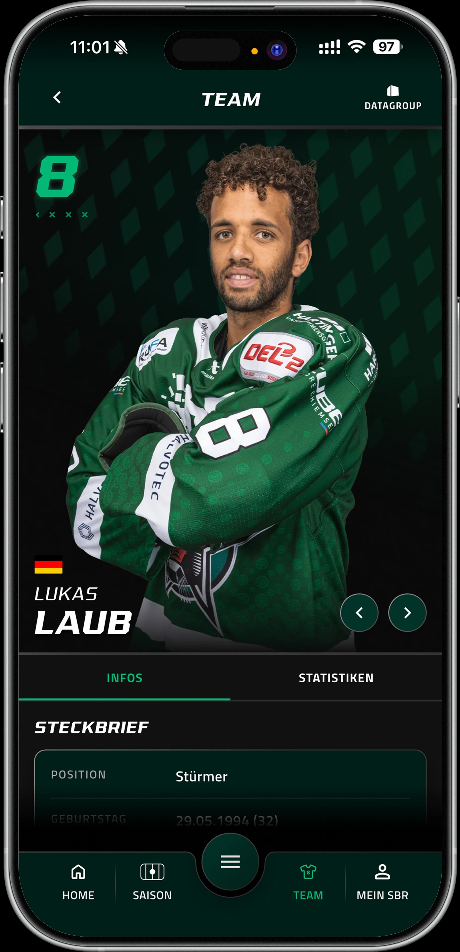 Screenshot of the Starbulls app